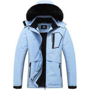 Women's Denim Blue Snowboarding Waterproof Snow Ski Jacket Coat Style Winter